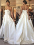 A Line Sweetheart Satin Wedding Dress with Lace Split LBQW0016