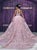A Line Open Back Pink Organza Prom Dresses with Appliques