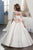 Scoop Appliques and Beadings Satin Half Sleeves Lace Up Flower Girl Dresses
