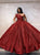 Ball Gown One Shoulder Burgundy Sequin Prom Dresses