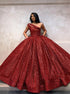 Ball Gown One Shoulder Burgundy Sequin Prom Dress LBQ2440