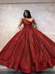 Ball Gown One Shoulder Burgundy Sequin Prom Dresses