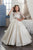 Chic Scoop Appliques and Beadings Satin Half Sleeves Flower Girl Dresses