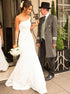 White Mermaid One Shoulder Satin Bridesmaid Dress LBQB0008