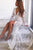 Ivory Mermaid V Neck Long Sleeves Lace Wedding Dresses with Slit