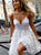 White A Line V Neck Sleeveless Mini Polyester Applique Homecoming Dress