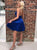Chic Zipper A Line Spaghetti Straps Royal Blue Mini Satin Homecoming Dress