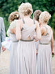 Grey Floor Length Sleeveless Zipper Up Bridesmaid Dress with Beading