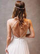 Tulle Halter Criss Cross Sleeveless Wedding Dress with Beading Lace