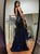 A Line V Neck Open Back Sleeveless Sequined Prom Dresses