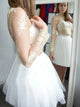 Elegant White Bateau Mini Tulle Homecoming Dress with Appliques Sleeves