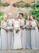 Grey A Line Floor Length Sleeveless Bridesmaid Dress with Beading