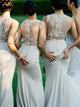 Graceful Mermaid Jewel Sweep Train Lavender Bridesmaid Dress with Appliques 