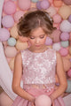 PinkTwo Piece Scoop Chiffon Lace Flower Girl Dresses Sweep Train 