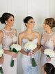 Mermaid Jewel Sweep Train Lavender Sleeveless Bridesmaid Dress with Appliques 