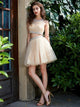 Elegant A Line Net Sleeveless Scoop Beading  Mini Homecoming Dress