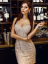 Champagne Sheath Spaghetti Straps Mini Prom Dress LBQ0069