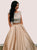Two Piece Champagne Satin Round Neck Open Back Prom Dress with Beading Pockets LBQ0014