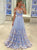  Off the Shoulder Light Sky Blue Tulle Prom Dresses with Appliques