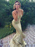 Mermaid Sweetheart Gold Sequin Prom Dress with Ruffles LBQ0140