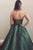 Green Satin A line Strapless Long Prom Evening Gown Dress ZXS212