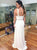 A Line Cross Neck White Chiffon Sleeveless Prom Dresses