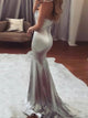 Mermaid Sweetheart Silver Satin Prom Dress with Beadings LBQ0141