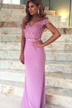 Purple Lace Off Shoulder V-Back Cocktail Evening Party Prom Dress GJS425