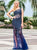 Mermaid One Shoulder Navy Blue Tulle Prom Dress with Beadings