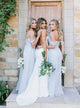  A Line Off The Shoulder Chiffon Bridesmaid Dresses With Ruffles 