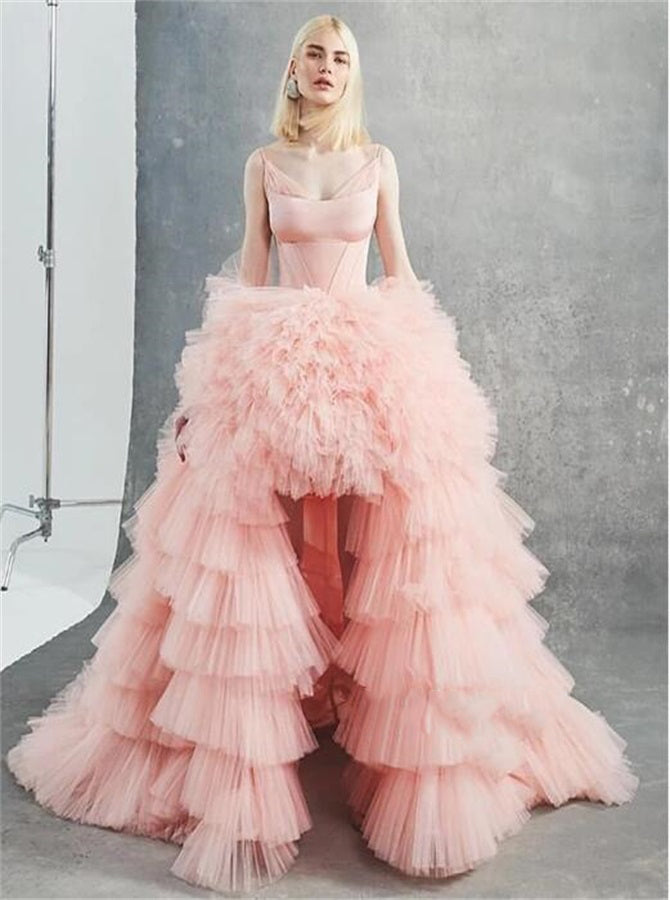 A Line High Low Pink Tulle Prom Dresses LBQ1098 Alinepromdress A Line High Low Pink Tulle Prom Dresses LBQ1098 Alinepromdress