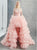 A Line High Low Pink Tulle Prom Dresses