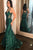 Mermaid Green V Neck Sequins Long Formal Prom dress  GJS253