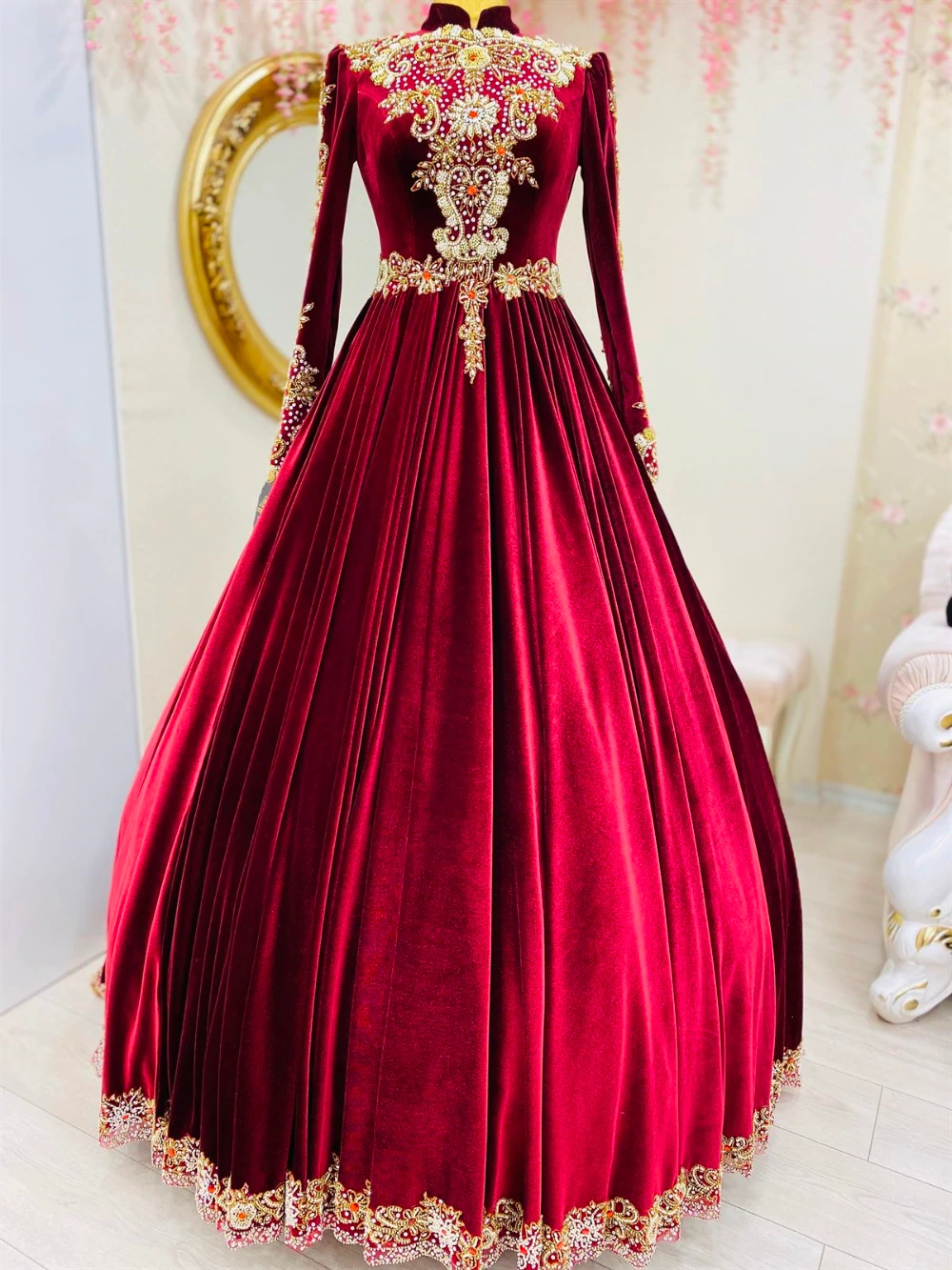 muslim long sleeve evening dresses Nude Luxury Long Sleeves Muslim Evening Dresses with Cape SS369A Emerald Green / 22