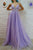 A-Line Spaghetti Straps Floor-Length Lavender Prom Dress With Sequins GJS147