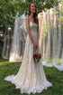 Lace A Line Spaghetti Straps Tulle Wedding Dresses LBQW0156