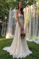 Lace A Line Spaghetti Straps Tulle Wedding Dresses LBQW0156