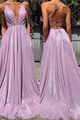 Deep V Neck Sequins Satin Prom dresses with Lace Up LBQ1545