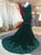 Green Mermaid Long Sleeves Tulle Prom Dress with Appliques LBQ0155