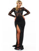 Black Sheath Lace Up Side Slit Bateau Prom Dresses