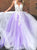 Purple Deep V Neck Ball Gown Evening Dress
