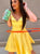 Yellow A Line V Neck Spaghetti Straps Satin Homecoming Dress