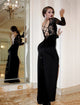 Black Sheath Lace Up Side Slit Lace and Tulle Prom Dresses