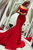 Mermaid Sweetheart Red Satin Sweep Train Prom Dress LBQ0146