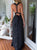 A Line Halter Sleeveless Navy Blue Chiffon Floor Legnth Prom Dress with Keyhole