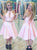 Two Piece Jewel Open Back Pearl Pink Satin Bowknot Homecoming Dress LBQH0030