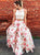 Two Piece A Line Organza Scoop Ivory Sweep Train Prom Dresses 