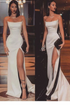 Mermaid Strapless White Prom Dress with Slit LBQ0968