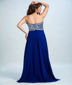 A Line Sweetheart Chiffon Sweep Train Sleeveless Prom Dresses With Beadings