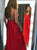 Sexy V Neck Backless Floor Length Red Satin Prom Dresses 